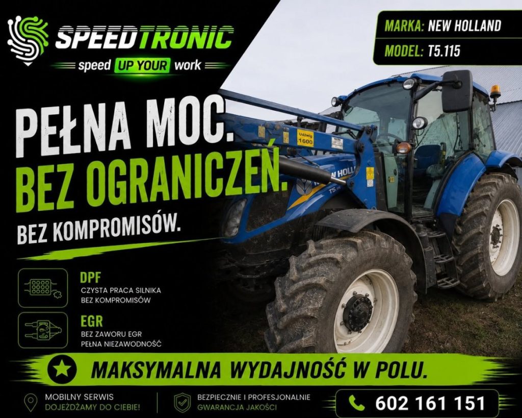 Ciągnik New Holland T5.115 z ładowaczem czołowym – SpeedTronic