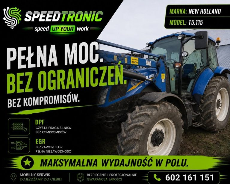 Ciągnik New Holland T5.115 z ładowaczem czołowym – SpeedTronic