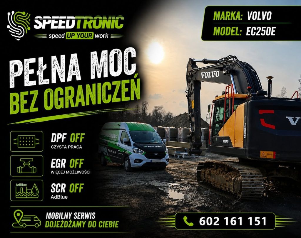 Koparka gąsienicowa Volvo EC250E i mobilny serwis SpeedTronic
